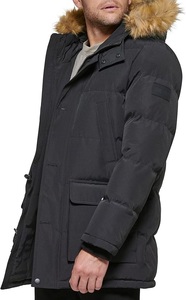 Ventes en gros 2026 Parka longue matelassée pour homme avec capuche à fourrure, coupe-vent d'extérieur, avec poches - Product Image 5