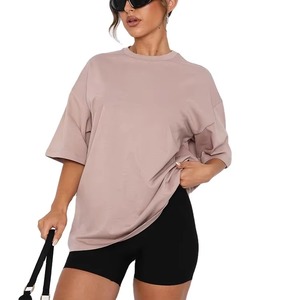 Venta al por mayor de camisetas de talla grande para mujer, camisetas de manga corta informales para mujer, camisas de diseñador con bordado, camiseta sólida personalizada de gran tamaño - Product Image 6