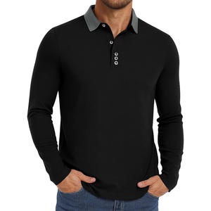 Polos Personalizables de Manga Larga para Hombre para Primavera/Verano, Tejido Jersey Transpirable con Cuello Alto y Diseño Sólido - Product Image 2