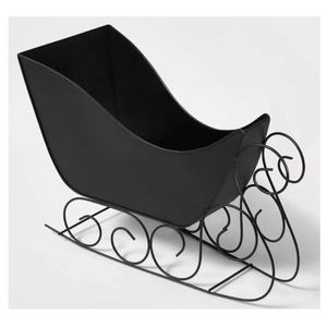 Adornos Navideños de Metal con Acabado en Polvo Negro, Trineo de Santa Claus, Decoración Navideña Moderna de Alta Calidad, Elegante para Decoración del Hogar - Product Image 1