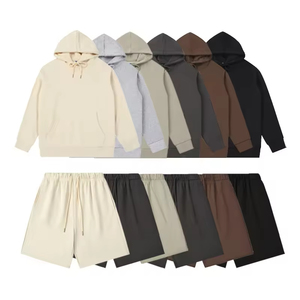 Lightweight Plus Size Hoodie & Shorts <b>Set</b> for Men's Sports Streetwear 100% Cotton Breathable Elastic Waist - Product Image 4