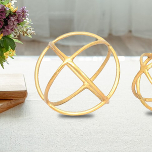 Boule circulaire en aluminium de luxe de sculpture en métal d'or pour le fabricant de produit de décor de table de maison et de bureau - Product Image 2