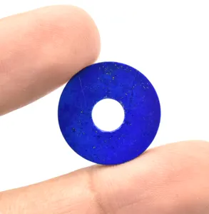 Lapis Lazuli Alami Donat Kristal Datar 20X20X6.5 Ukuran Batu Permata Longgar Cabochon Poles Halus untuk Perhiasan & Kerajinan Kristal.
