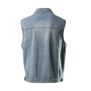 2025 <b>Men's</b> Sleeveless Blue <b>Denim</b> <b>Vest</b> Factory Price Cowboy Jacket Winter Breathable 100% Cotton High Street Style Customizable - Product Image 2