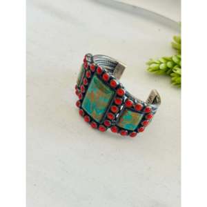 Kirk Smith Fashion <b>Cuff</b> <b>Bracelet</b> Multi-Strone & Sterling <b>Silver</b> Cluster Design - Product Image 3