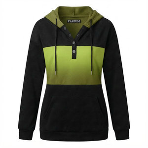 Sudaderas con Capucha para Mujer, Cuello Henley, Botones, Bolsillo Tipo Canguro, Manga Larga, Ropa Casual, Sudaderas con Capucha Elegantes - Product Image 4