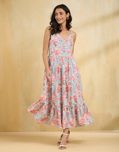 Vestido de algodón con bloque de mano indio, estampado Floral, ropa de fiesta de verano para mujer, estilo bohemio, regalo personalizado - Product Image 3