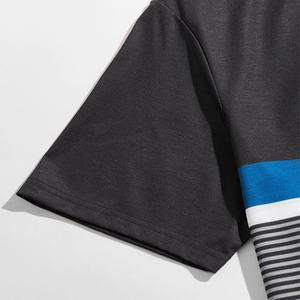 Camiseta de cuello redondo a rayas para hombre Camiseta personalizada de alta calidad para hombre - Product Image 4