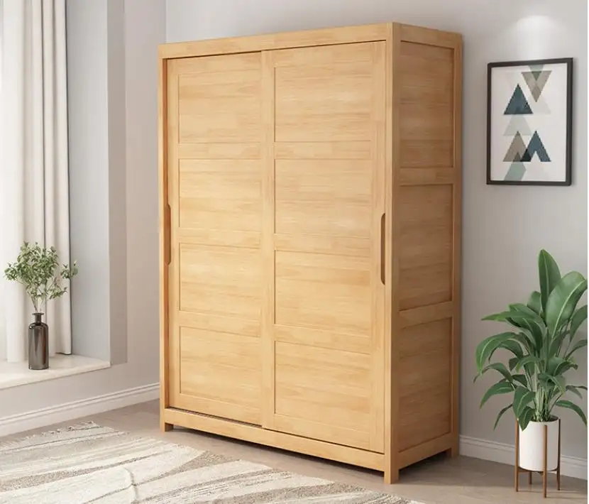 Madeira sólida do norte da europa porta de deslizar guarda-roupa moderno estilo de madeira madeira com duas cores
