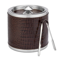 Seau à glace à vin haut de gamme en acier inoxydable, modèle Villa, décoration de pièce, bar, luxe léger, cuir PU portable, pliable, durable, pour les fêtes