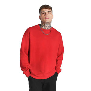 <b>Red</b> Oversized <b>Mens</b> Crewneck Sweatshirt Featuring Vibrant Statement Color Relaxed Fit Design Soft Fabric - Product Image 1