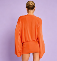 Robe fourreau moulante Y2K pour femme, col en V profond, manches longues évasées, couleur unie, style streetwear, collection automne-hiver
