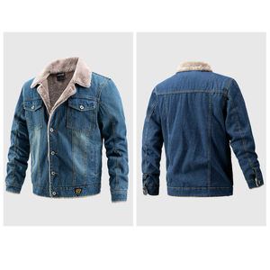 Veste en jean pour hommes OEM couleur unie 4D poches vêtements d'hiver vestes en jean couleur unie vierge - Product Image 6