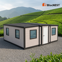 Rumah Kontainer Ekspansi 20ft, Rumah Modular Bungalow dengan Tata Letak Hemat Ruang untuk Berkemah Keluarga dan Penggunaan Tamu