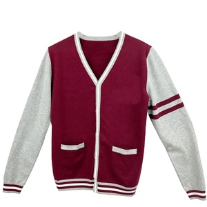 Suéter cárdigan con frente abierto Vintage para Universidad, suéter de punto con letras, decoración de botones a rayas para invierno - Product Image 1