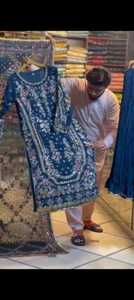 Maria B Design Chiffon Beautiful Handmade Work Chiffon <b>Shawl</b> Tassel Silk Sharara | Ssumaira Collection - Product Image 6