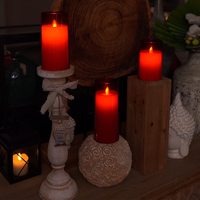 Pilier rouge en verre acrylique à piles LED sans flamme 4 "5" 6x3 "Set 3 bougies avec flamme mobile et télécommande pour la maison