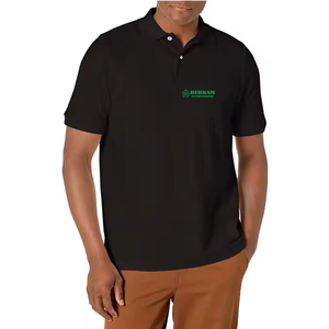 <b>Black</b> Short Sleeve Polo Shirt Regular Fit Cotton Oxford Casual Wear With Logo Front Embroidery Blank Plain - Product Image 5