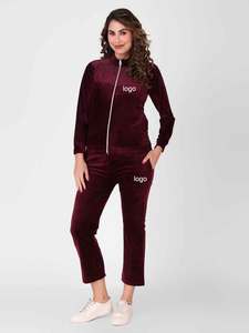 Survêtements d'hiver en velours élégants et sweat à capuche avec poches Survêtements en velours à fermeture éclair Ensemble 2 pièces Sportswear Joggingsuit - Product Image 5