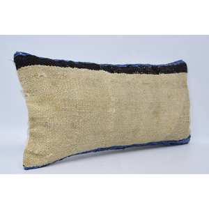 12x24 Inch Beige Wool Kantha Patchwork <b>Pillow</b> Luxury Vintage Embroidered Square Silk Plaid Print for Home Seat or Floor Use - Product Image 3