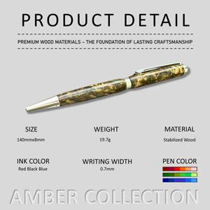 Fabriqué à la main de luxe exécutif Twist stylo à bille Burl bois stabilisé 0.7mm largeur d'écriture ambre Collection de cadeaux - Product Image 2