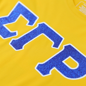 T-shirt Dry Fit à paillettes Sigma Gamma Rho Or pour femme, avec lettres grecques, vêtement de sororité SGR, manches courtes, coupe athlétique Sigma Gamma - Product Image 4