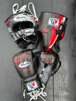 GYMSTERO - Juego de Boxeo de Piel de Vacuno Genuina de Primera Calidad, Hecho a Medida, con Guantes de Boxeo Profesionales con Cordones