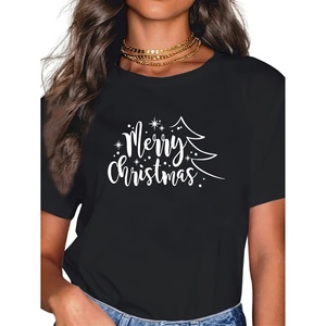 เสื้อยืดลำลองสำหรับผู้หญิงสำหรับฤดูใบไม้ผลิ/ฤดูร้อนเสื้อพิมพ์ลายสีเดียวมาตรฐานผลิตในประเทศจีน - Product Image 1