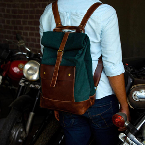 Leather <b>Canvas</b> Luxury Eco-Friendly Large Capacity Unisex Laptop <b>Backpack</b> Retro Outdoor Travel Hiking School Supplier LCBP-0118 - Product Image 5