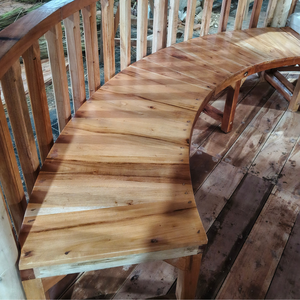 Pergola ronde en chaume, gazebo en bambou, pavillon en bois, patio extérieur avec bancs rembourrés - Product Image 4