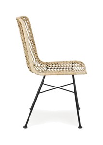 Silla de comedor tejida a mano de ratán con marco de metal negro Asientos modernos para interiores y exteriores - Product Image 5