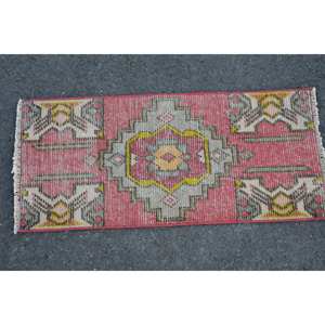 Alfombra turca Vintage tradicional roja 1,3x2,8 pies área grande respaldo de látex de lana 10mm de espesor patrón de retazos para habitación de pasillo - Product Image 3