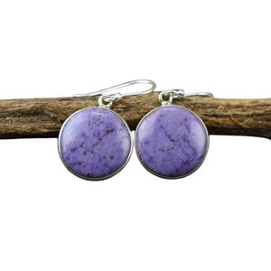 Joyería de piedras preciosas Charoite para mujer, pendientes de estilo bohemio, joyería de Plata de Ley 925, pendientes hechos a mano de tendencia, Regalo para mamá - Product Image 1