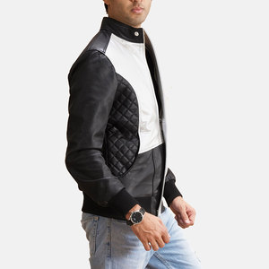Veste en cuir à manches imprimées pour hommes Veste en cuir légère avec protection contre le vent 2025 Arrival Veste en cuir pour hommes - Product Image 4