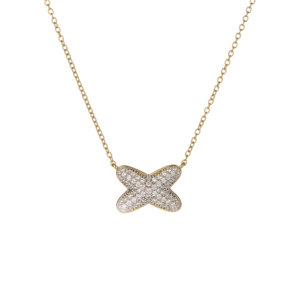 Collier géométrique en zircon blanc plaqué rhodium en argent sterling or rose 0,85 ct - Product Image 3