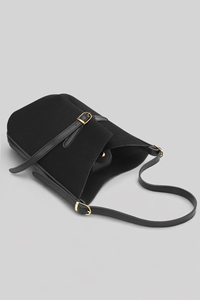 Sac seau en toile noire avec logo personnalisé, sac à main minimaliste pour femme, OEM ODM, marque privée - Product Image 3