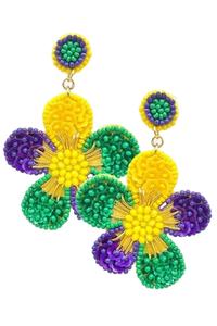 Louisiana <b>Mardi</b> <b>Gras</b> Seed <b>Beaded</b> love Heart Earrings <b>Mardi</b> <b>Gras</b> Earrings <b>Mardi</b> <b>Gras</b> Outfit From India Handmade Earrings - Product Image 5