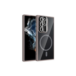 Protection d'objectif d'appareil photo intégrée haut de gamme pour coque en silicone compatible MagSafe pour Samsung Galaxy S22 Ultra - Gris PC - Product Image 1