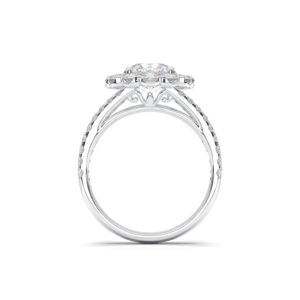 2.50 Carat E-F/VVS-VS <b>Moissanite</b> Round Cut Diamond Halo Engagement <b>Ring</b> Made in Platinum for Women - Product Image 2