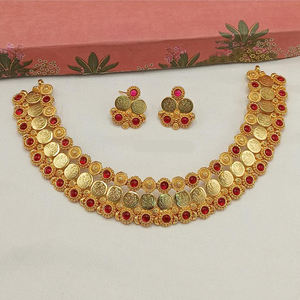 ชุดสร้อยคอโช้คเกอร์เคลือบทองแบบดั้งเดิมพร้อมหิน pota เครื่องประดับชาติพันธุ์สำหรับงานแต่งงานและเทศกาล - Product Image 2