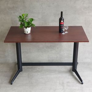 Table basse rectangulaire 120x60cm avec double pieds en fer, design minimaliste en bois de chêne, convertible, mobilier de salon CFD68189 - Product Image 4