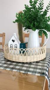 Maravillosa bandeja de servicio de ratán de bambú, bandeja decorativa hecha a mano para mesa de almacenamiento, decoración del hogar de granja - Product Image 5