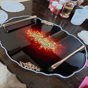 Plato cargador de resina artística hecho a mano diseño contemporáneo vibrante elegante entretenimiento fiestas celebraciones hogar 100 Uds - Product Image 5