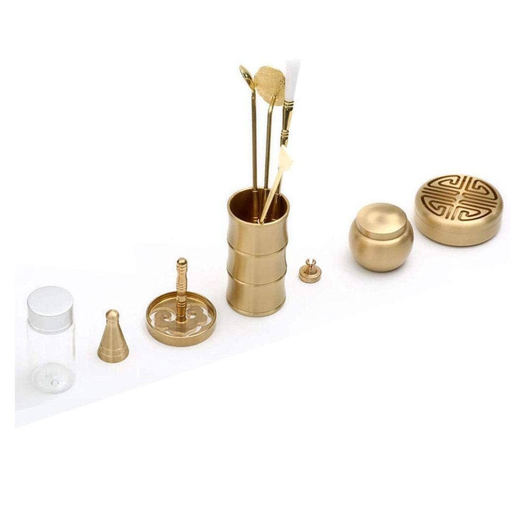 Home Fragrance Brass Incense Burner Kit Suitable for Burning Incense Modeling Incense Mold 11 Pieces/Set for Meditation Yoga