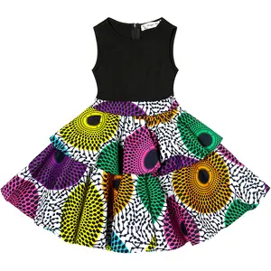 高品質カスタムファッションアンカラワックスプリントアフリカのキッズドレス卸売アフリカ服女の子用