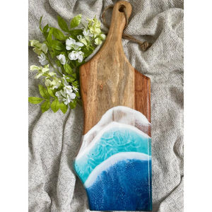 Tabla de cortar de madera de Acacia de resina de ola oceánica de calidad de lujo con mango plato de madera hecho a mano para servir para decoración del hogar - Product Image 5