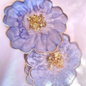 Posavasos de Resina Epoxi, Juego de Posavasos de Resina Azul con Diseños Florales, Posavasos de Resina para Té - Product Image 5