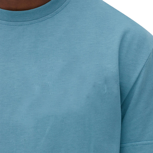 เสื้อทีเชิ้ต100% แขนสั้นสำหรับผู้ชายทรงสูงโอเวอร์ไซส์ผ้าฝ้ายเสื้อถักแบบทางการเปิดไหล่ตก - Product Image 2