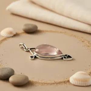 Pendentif en argent 925 pour femme avec quartz rose, bijou élégant en cristal, cadeau - Product Image 3