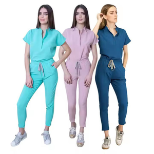 Ensembles d'uniformes de gommage essentiels avec haut à manches courtes ventilé et coutures à col montant durables - Product Image 4